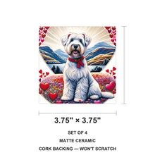 Soft Coated Wheaten Terrier ceramic coasters set of 4, size 3.75 inches