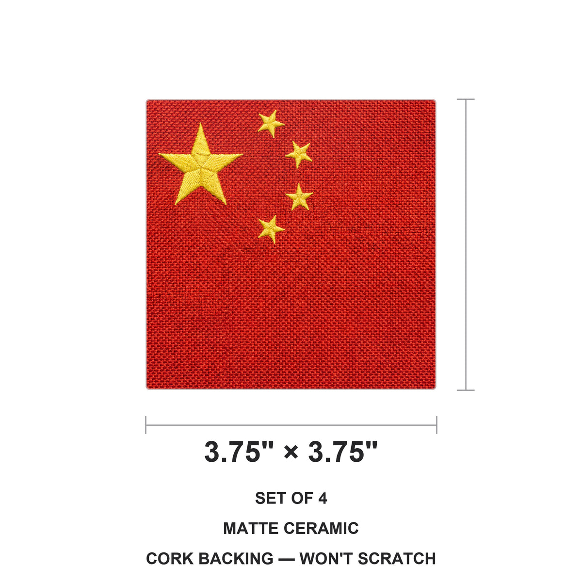 China Flag Pride ceramic coasters set of 4, size 3.75 inches