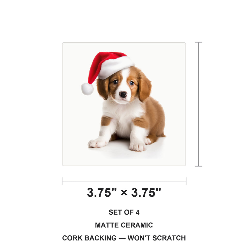 Kooikerhondje Puppy ceramic coasters set of 4, size 3.75 inches