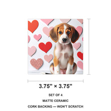 Beagle ceramic coasters set of 4, size 3.75 inches