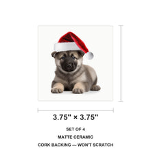 Norwegian Elkhound Puppy ceramic coasters set of 4, size 3.75 inches