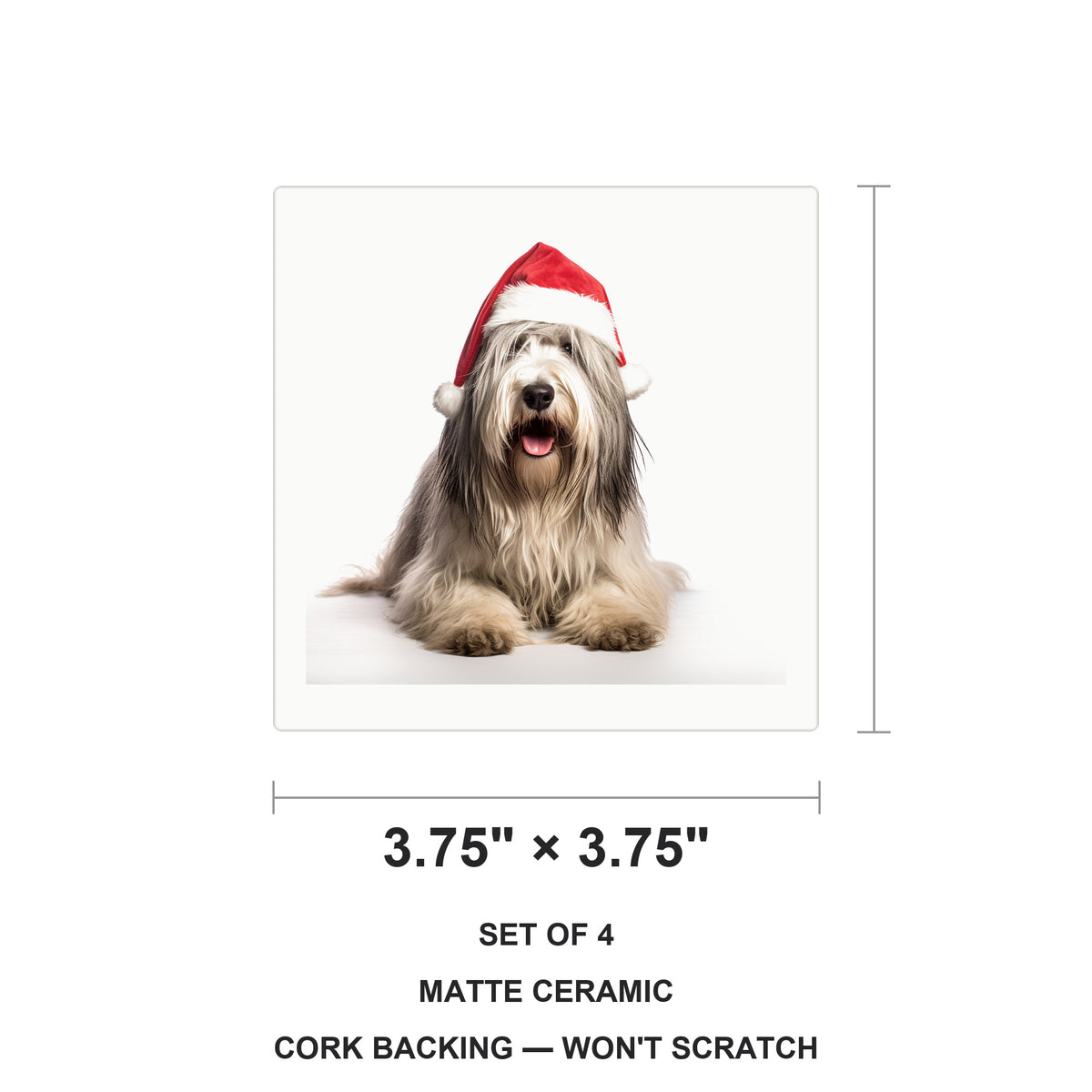 Bergamasco Sheepdog ceramic coasters set of 4, size 3.75 inches