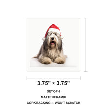 Bergamasco Sheepdog ceramic coasters set of 4, size 3.75 inches