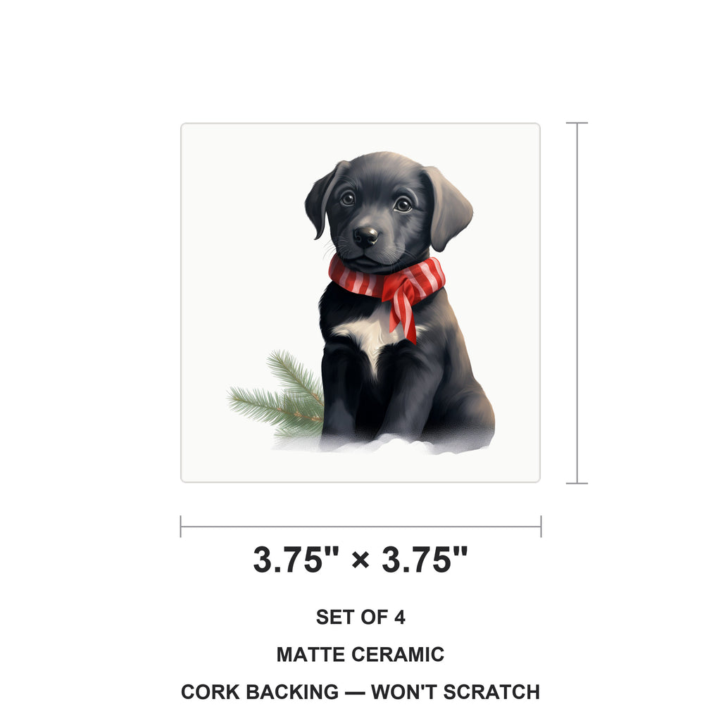 Chinook Puppy Drawing ceramic coasters set of 4, size 3.75 inches