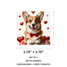 Pembroke Welsh Corgi ceramic coasters set of 4, size 3.75 inches
