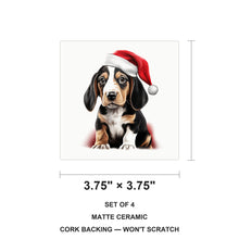 Treeing Walker Coonhound Puppy Drawing ceramic coasters set of 4, size 3.75 inches