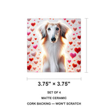 Saluki ceramic coasters set of 4, size 3.75 inches