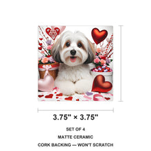 Havanese ceramic coasters set of 4, size 3.75 inches