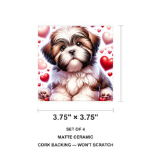 Shih Tzu ceramic coasters set of 4, size 3.75 inches