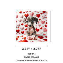 Italian Greyhound ceramic coasters set of 4, size 3.75 inches