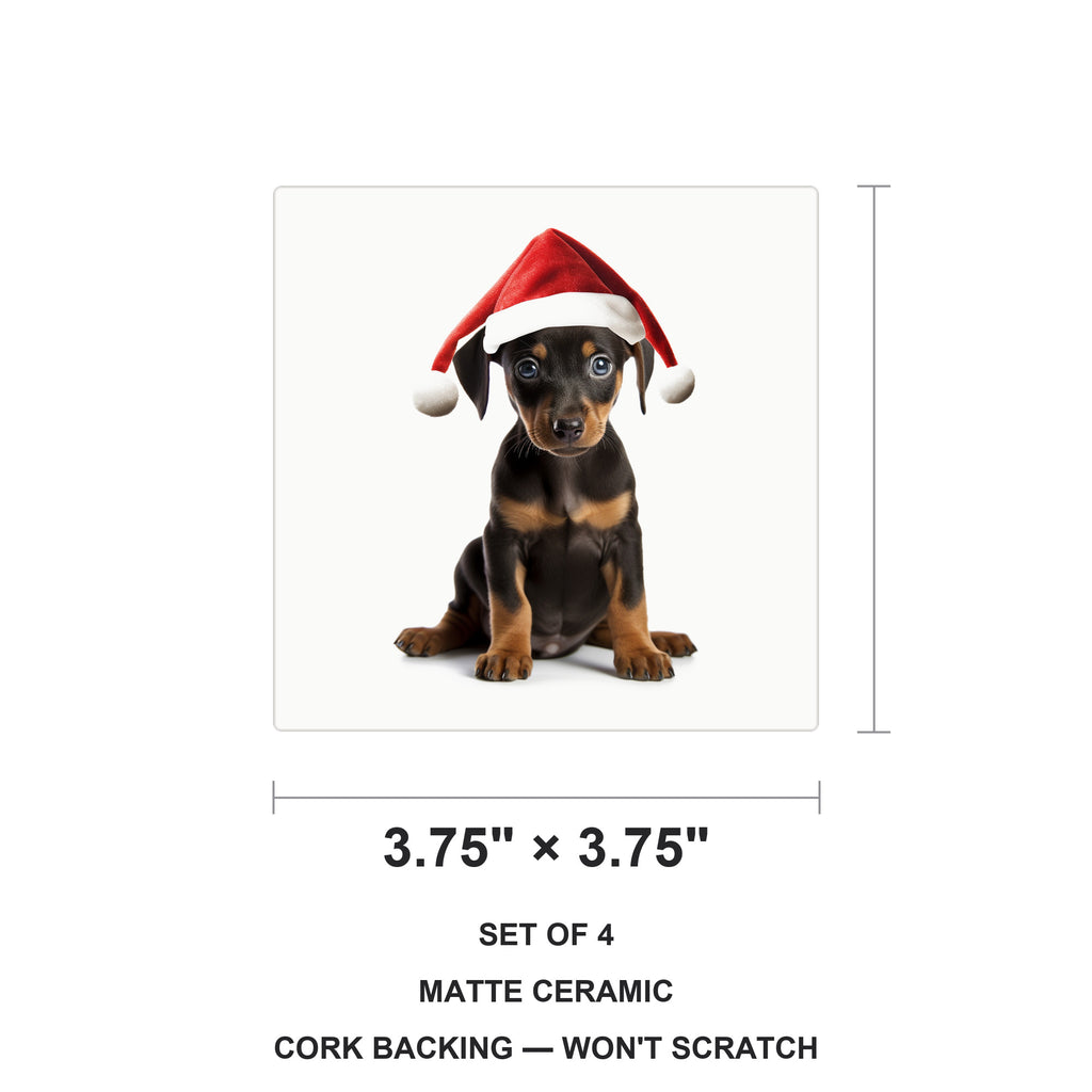 German Pinscher Puppy ceramic coasters set of 4, size 3.75 inches