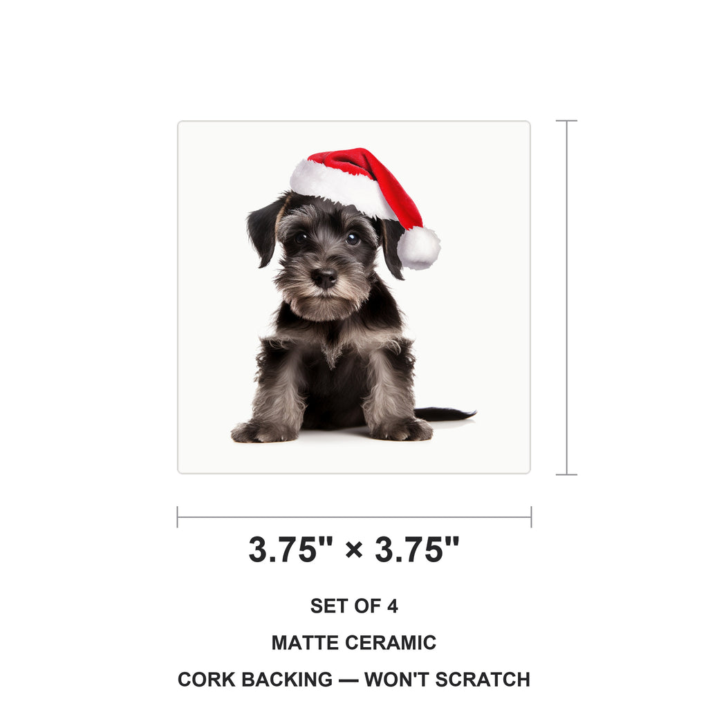 Cesky Terrier Puppy ceramic coasters set of 4, size 3.75 inches