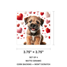Border Terrier ceramic coasters set of 4, size 3.75 inches