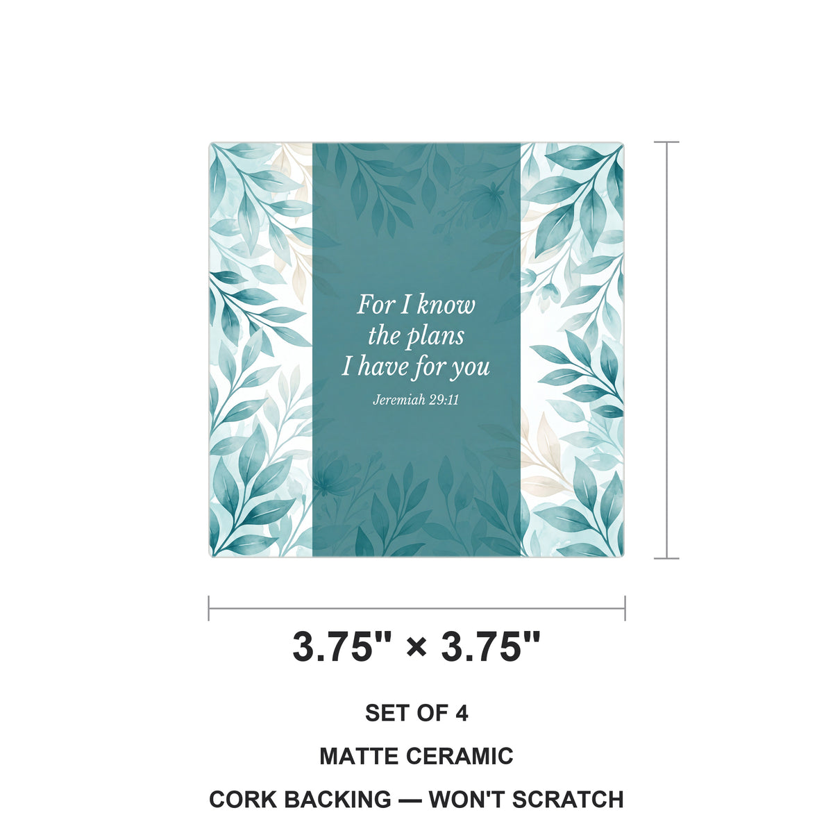 Jeremiah 29:11 ceramic coasters set of 4, size 3.75 inches