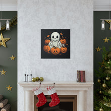 DistinctInk Canvas Wall Art with Ghost Skeleton Pumpkin Pattern for Halloween