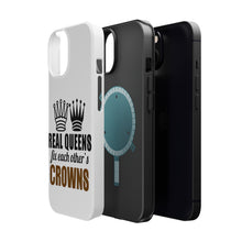 DistinctInk ToughCase for Apple iPhone, Compatible with MagSafe Charging - Real Queens Fix Each Other's Crowns