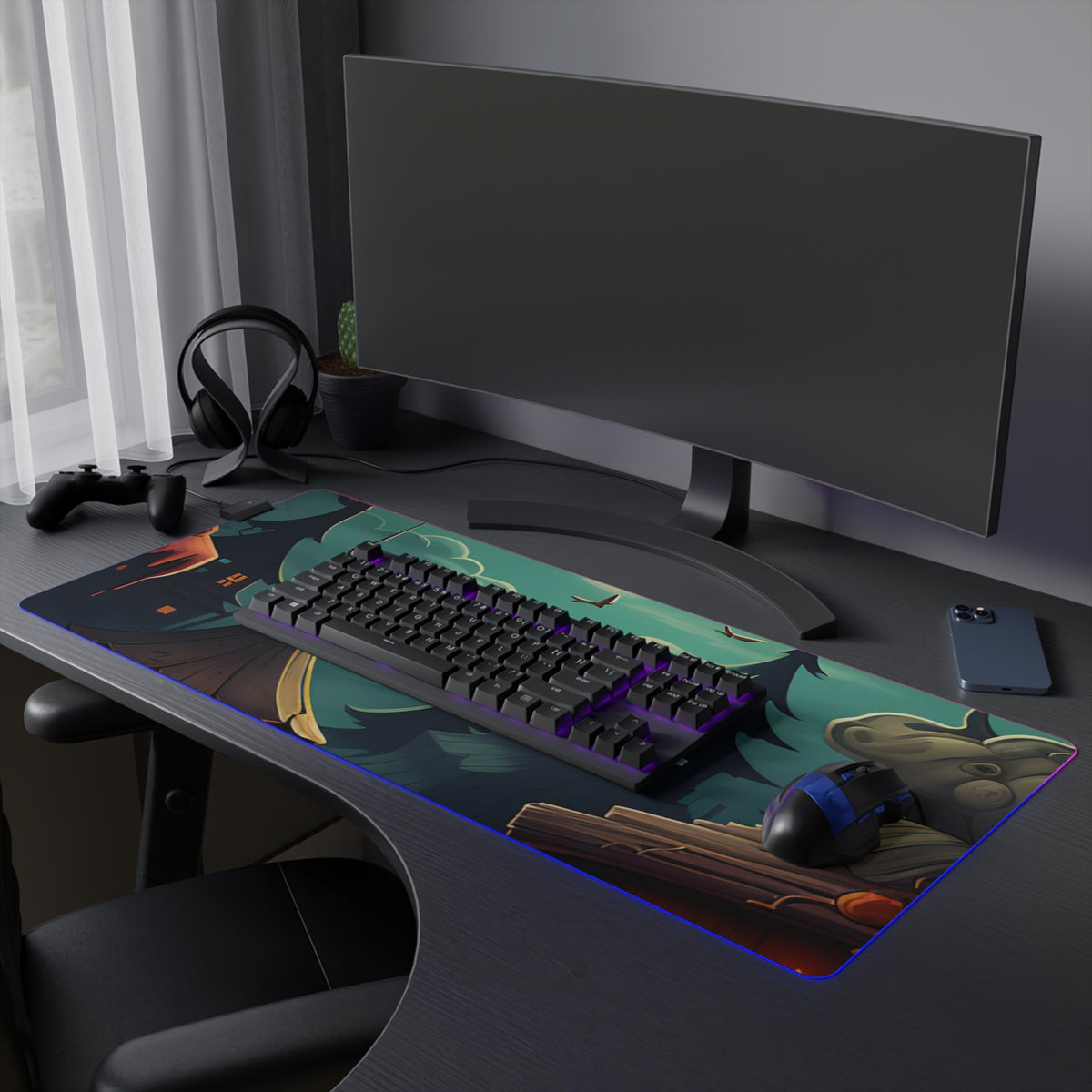 LED Gaming Mouse Pad with Trick or Treat Fun Design for Halloween, view 27