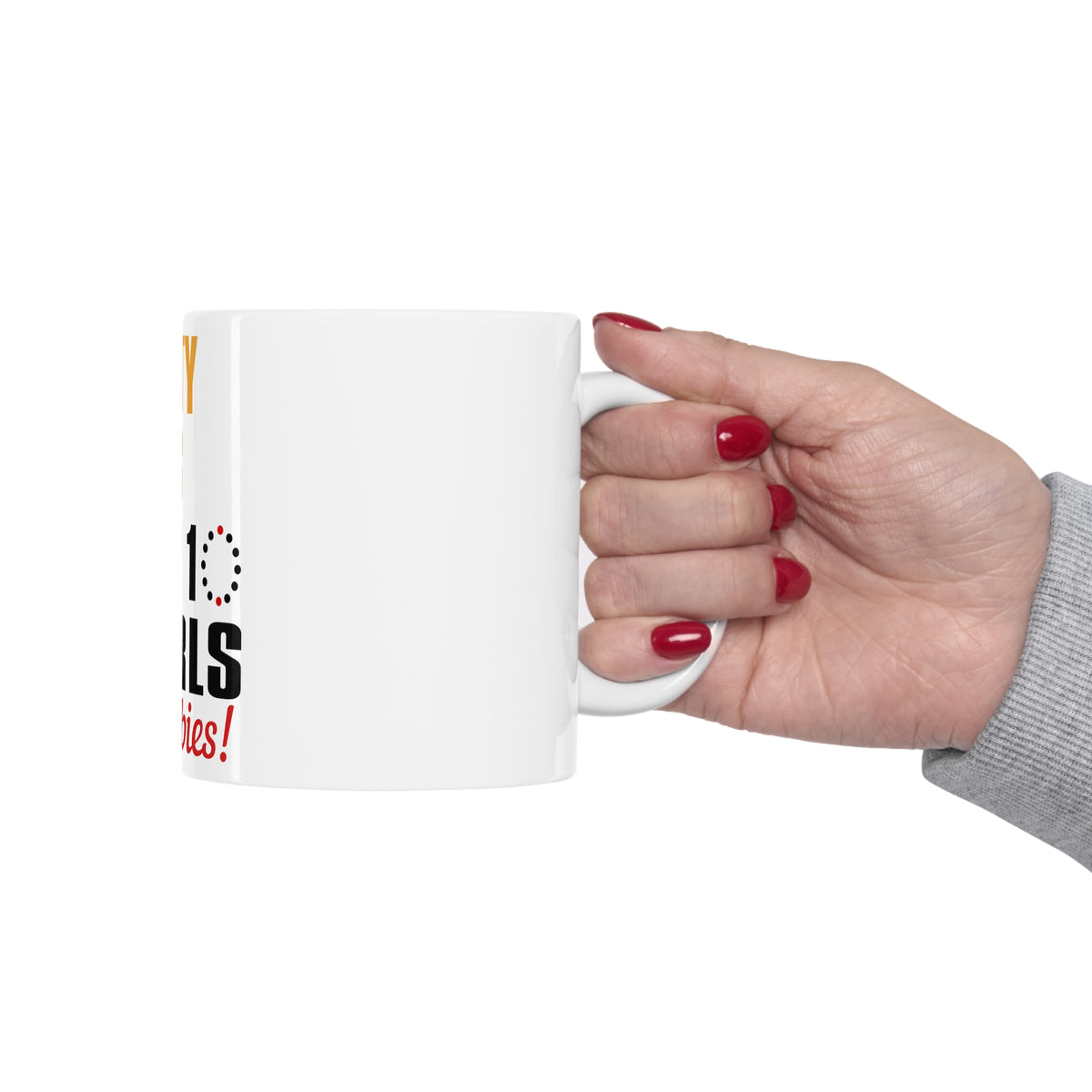 Glossy White Coffee / Tea Mug - Pretty Girls Wear 10 Pearls 2 Rubies, view 12