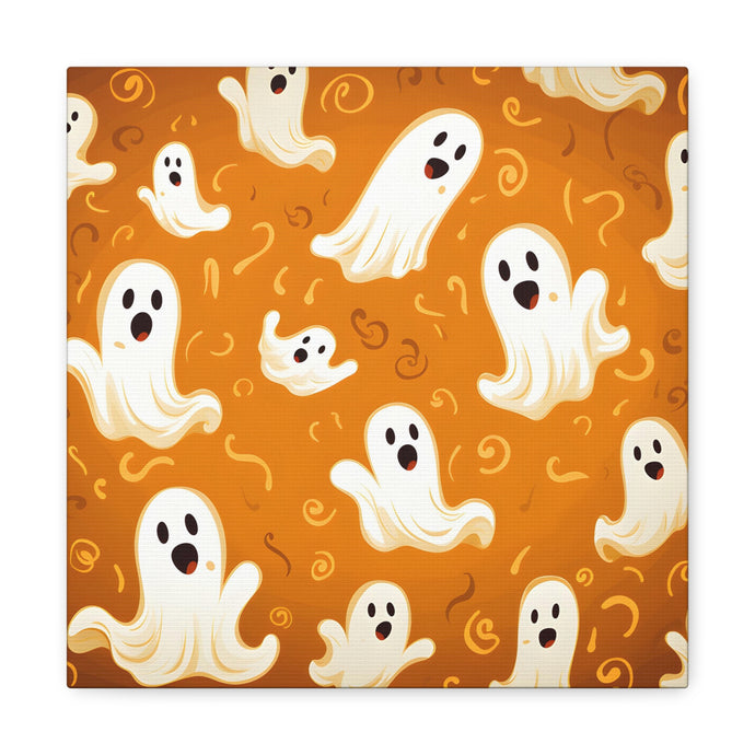 DistinctInk Canvas Wall Art with Ghost Skeleton Pumpkin Pattern for Halloween