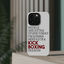 DistinctInk ToughCase for Apple iPhone, Compatible with MagSafe Charging - People Are Stupid Need Extra Kick Boxing