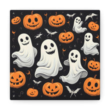 DistinctInk Canvas Wall Art with Spooky Skeleton Pumpkin Patch for Halloween