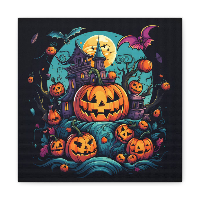 DistinctInk Canvas Wall Art with Trick or Treat Parade for Halloween