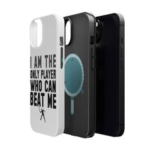 DistinctInk ToughCase for Apple iPhone, Compatible with MagSafe Charging - I Am The Only Player Who Can Beat Me Tennis