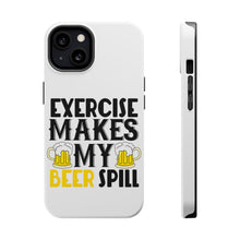 DistinctInk ToughCase for Apple iPhone, Compatible with MagSafe Charging - Exercise Makes My Beer Spill