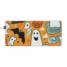DistinctInk LED Gaming Mouse Pad with Flying Pumpkin Bats Design for Halloween