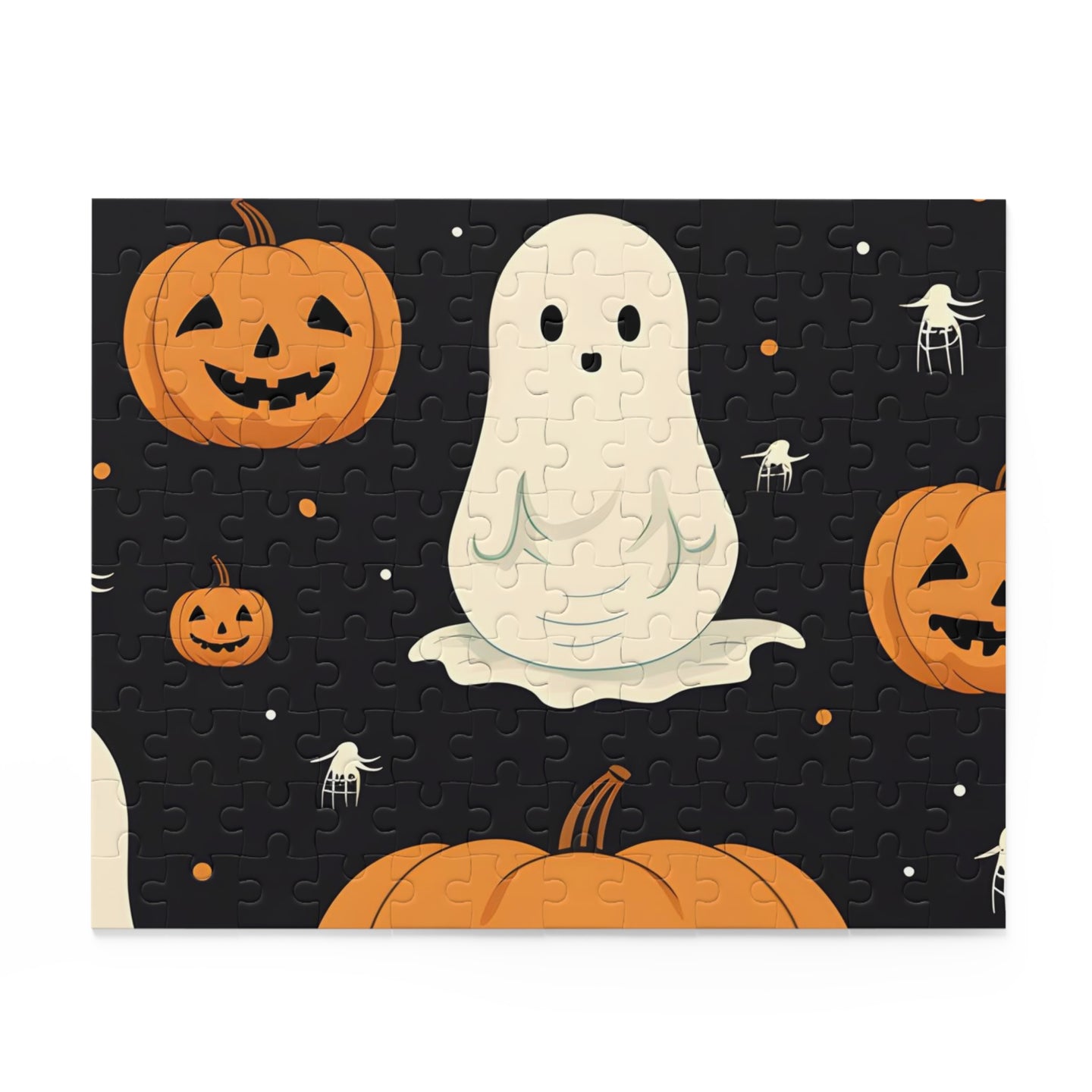 DistinctInk Jigsaw Puzzle with Spooky Skeleton Pumpkin Patch Design for Halloween
