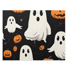 DistinctInk Jigsaw Puzzle with Ghost Skeleton Pumpkin Cartoon Design for Halloween
