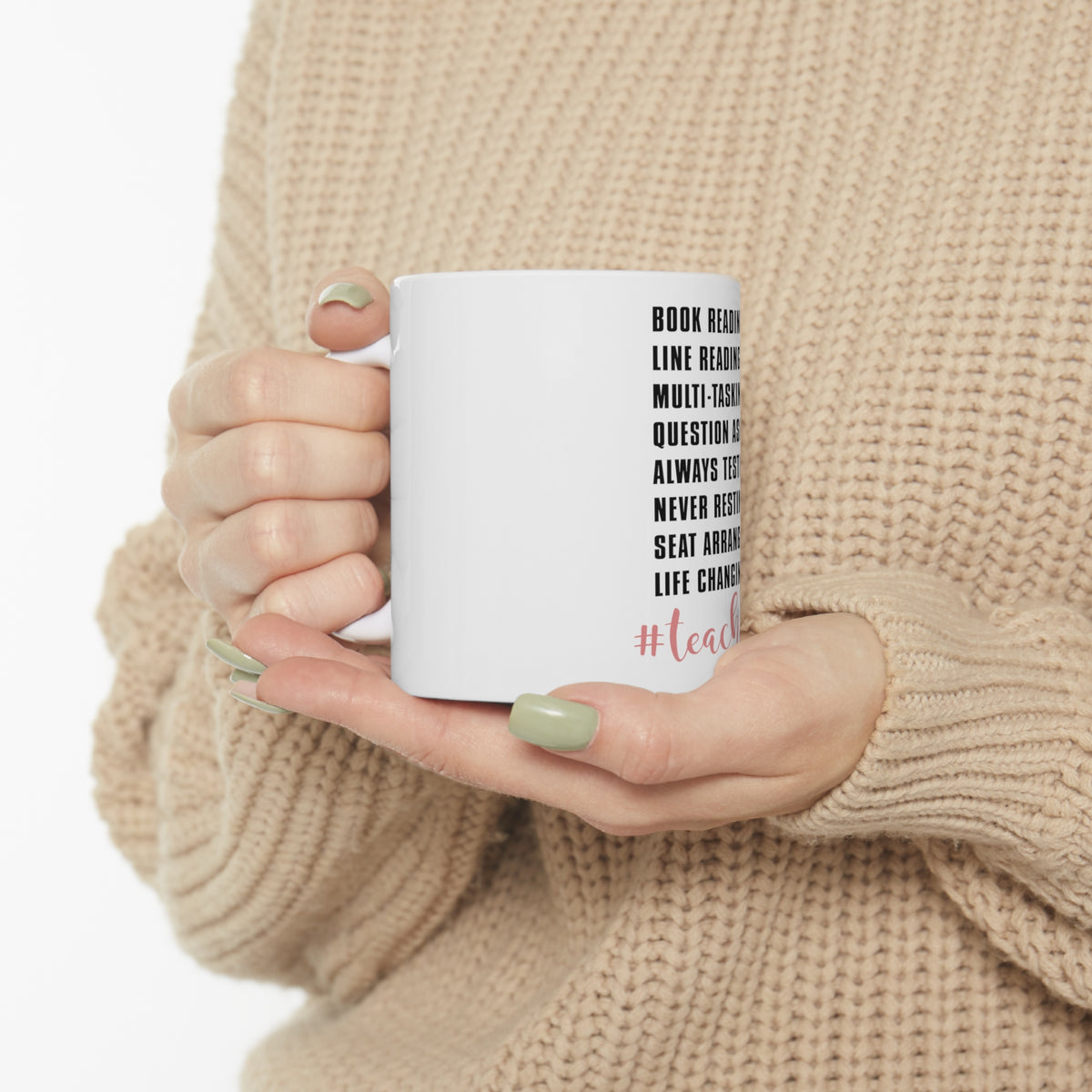 Glossy White Coffee / Tea Mug - Teacher Book Reading Line Multi Tasking, view 10