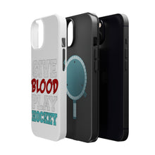 DistinctInk ToughCase for Apple iPhone, Compatible with MagSafe Charging - Give Blood Play Hockey
