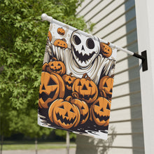 DistinctInk Garden & House Banner / Flag with Ghostly Skeleton and Pumpkins Design for Halloween