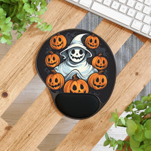 DistinctInk Mouse Pad with Wrist Rest  with Spooky Skeletal Pumpkin Patch Design for Halloween