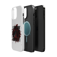 DistinctInk ToughCase for Apple iPhone, Compatible with MagSafe Charging - I Puckin' Love Hockey