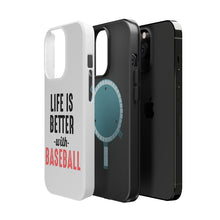 DistinctInk ToughCase for Apple iPhone, Compatible with MagSafe Charging - Life is Better with Baseball