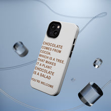 DistinctInk ToughCase for Apple iPhone, Compatible with MagSafe Charging - Chocolate Comes From Cocoa Is A Salad
