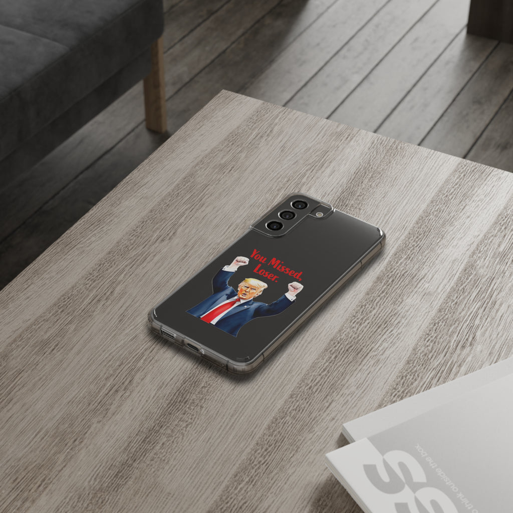 Clear Case for Apple iPhone or Samsung Galaxy - Trump "You Missed, Loser" Cartoon Design, view 56