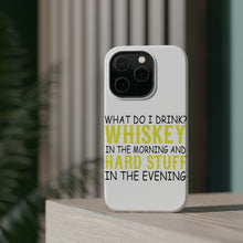 DistinctInk ToughCase for Apple iPhone, Compatible with MagSafe Charging - Whiskey in the Morning, Hard Stuff Evening