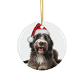 Hanging Ceramic Christmas Tree Ornament with Gold String - Bergamasco Sheepdog Puppy Design