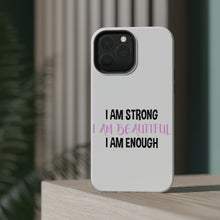 DistinctInk ToughCase for Apple iPhone, Compatible with MagSafe Charging - I Am Strong I Am Beautiful I Am Enough