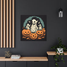 DistinctInk Canvas Wall Art with Spooky Skeleton Pumpkins for Halloween