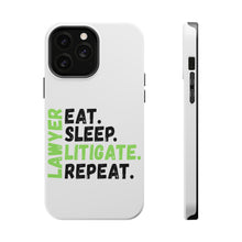 DistinctInk ToughCase for Apple iPhone, Compatible with MagSafe Charging - Lawyer Eat Sleep Litigate Repeat