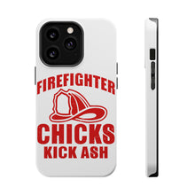 DistinctInk ToughCase for Apple iPhone, Compatible with MagSafe Charging - Firefighter Chicks Kick ASH