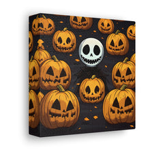 DistinctInk Canvas Wall Art with Ghastly Skeleton Pumpkins for Halloween