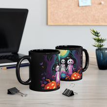 DistinctInk Black Coffee Mug - Exploring the Unknown for Halloween LGBTQ+ Pride
