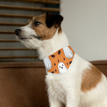 DistinctInk Adjustable Pet Banana Collar with Ghost Skeleton Cartoon Pumpkin Design for Halloween