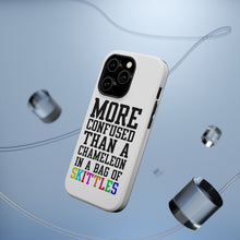 DistinctInk ToughCase for Apple iPhone, Compatible with MagSafe Charging - More Confused than Chameleon in Skittles