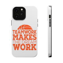 DistinctInk ToughCase for Apple iPhone, Compatible with MagSafe Charging - Teamwork Makes the Dream Work Basketball